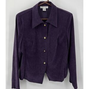Vintage 80s Purple‎ Eggplant Suede Blazer Jacket Decorative Buttons Large